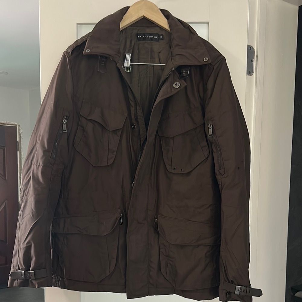 Ralph Lauren Brown Military Field Jacket Quilted Insulated
